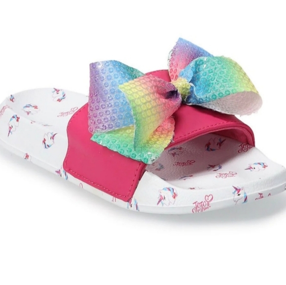 JoJo Siwa Glitter Bow Pink-Multicolor Slide Sandals Girls Kids - Picture 1 of 12